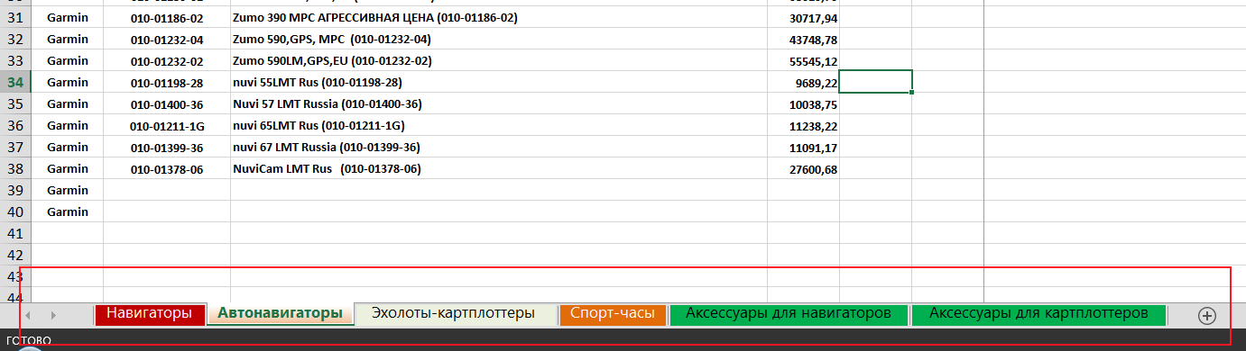 Не гурппирову категорий с позициями а разбивку по листам
